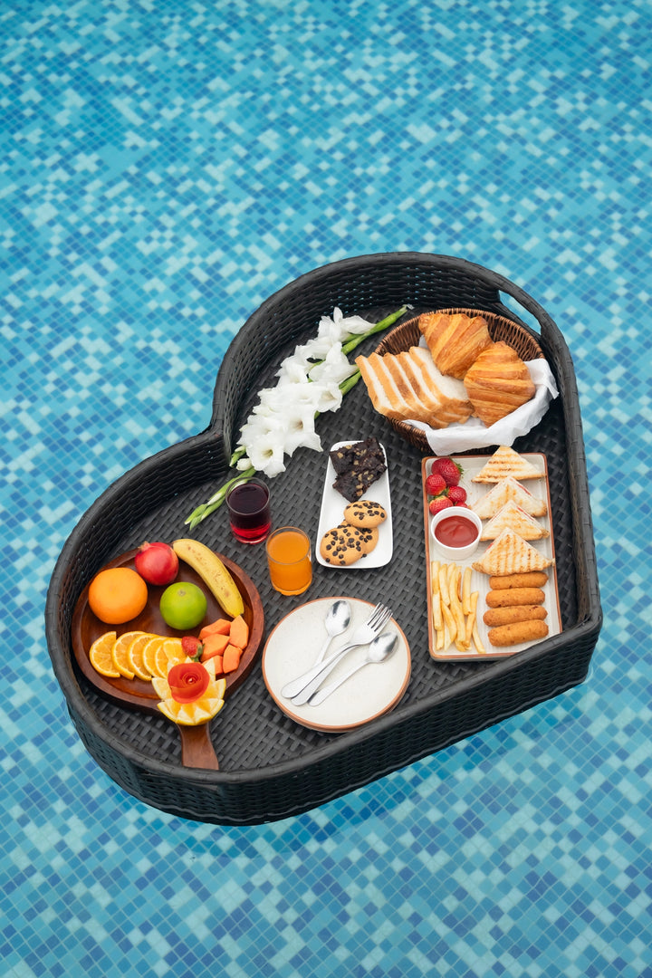 Luxury Floating Serving Tray - Brown (Heart Shape)