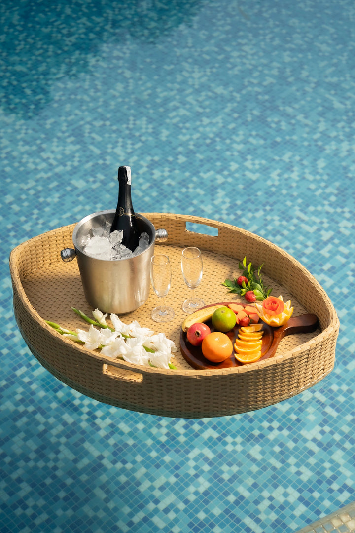 Luxury Floating Serving Tray - Light Brown (Boat Shape)
