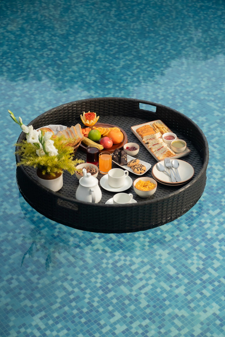 Luxury Floating Serving Tray  - Brown ( Round )