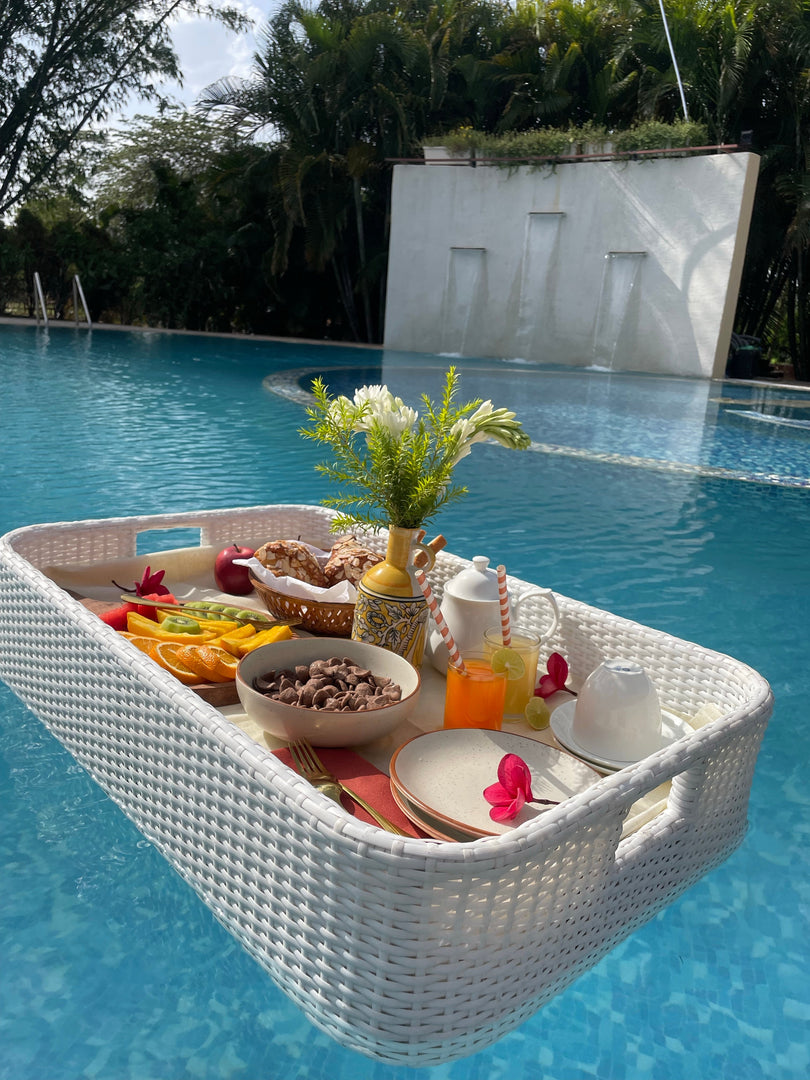 Luxury Floating Serving Tray  - White ( Rectangle )