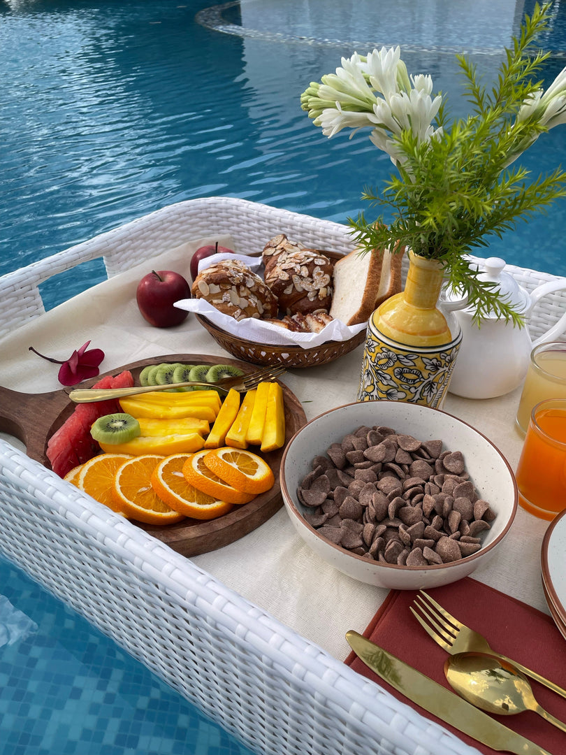 Luxury Floating Serving Tray  - White ( Rectangle )