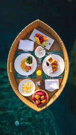 Load image into Gallery viewer, Luxury Floating Serving Tray - Light Brown (Boat Shape)
